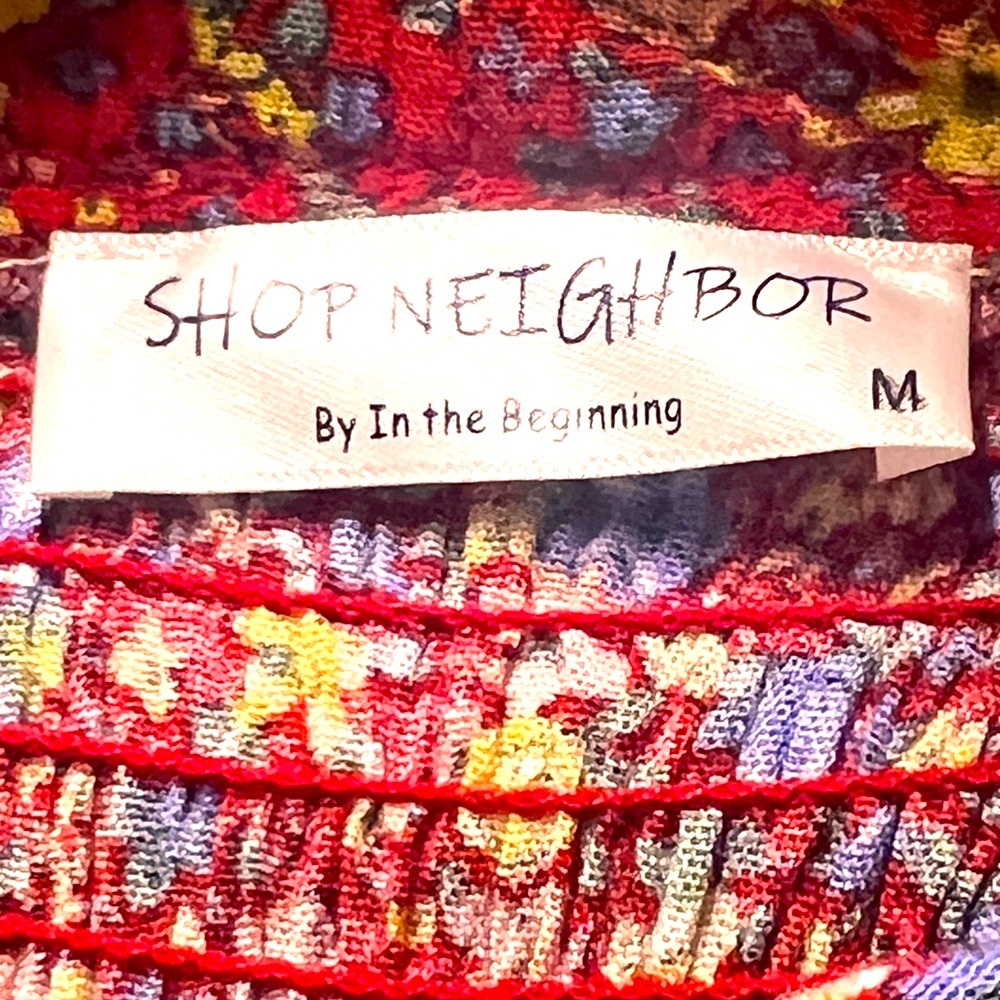 Shop Neighbor- Red Floral Smocked 3/4 Sleeve Maxi Dress. Size M - Picture 9 of 11